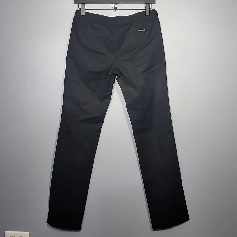 Michael Kors Black Straight Leg Chino Gold Hardware Belted Pants